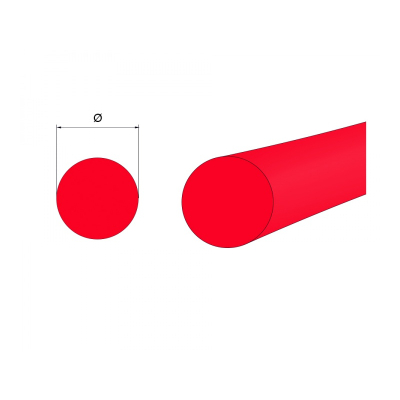 Řemen kruhový metráž profil plný 8 mm PUR90 červený