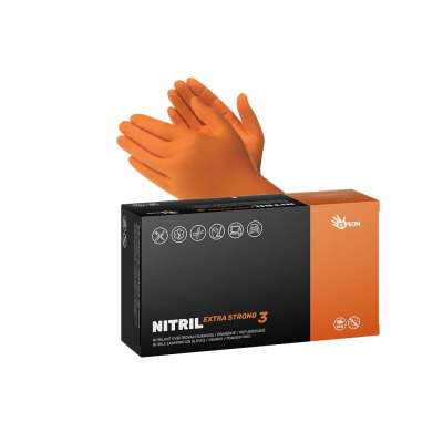 Rukavice jednorázové Nitrilové EXTRA STRONG oranžové, vel. L - balení 100 ks