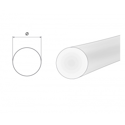 Round belt, sold by the metre, solid profile, 6 mm, PUR85A Clear