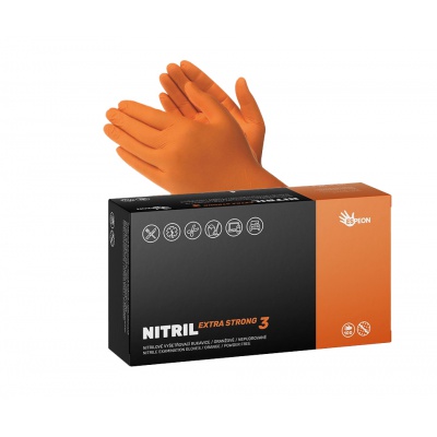 Rukavice jednorázové Nitrilové EXTRA STRONG oranžové,...