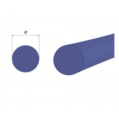 Round belt, sold by the metre, solid profile, 8 mm, 75A, Blue, FDA-approved